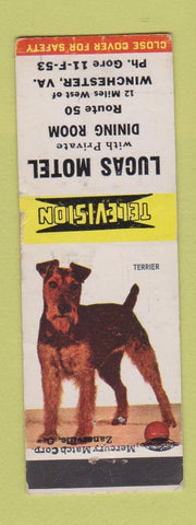Matchbook Cover - Lucas Motel Winchester VA Terrier WEAR
