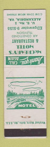 Matchbook Cover - McCreary's Motel Alexandria VA WEAR