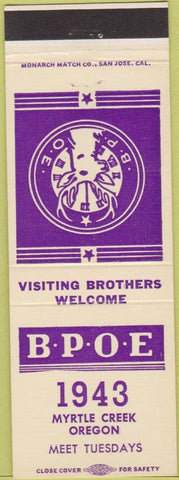 Matchbook Cover - Matchbook Cover Elks Club Myrtle Creek OR