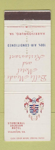 Matchbook Cover - Stonewall Jackson Hotel Staunton VA Harrisonburg