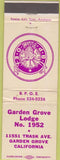 Matchbook Cover - Matchbook Cover Elks Club Garden Grove CA