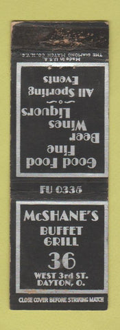 Matchbook Cover - McShane's Buffet Grill Dayton OH WORN