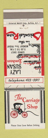 Matchbook Cover - Carriage Shop Lazy Susan Lunch Lockport NY