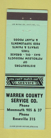 Matchbook Cover - Warren County oil gas Monmouth Roseville IL