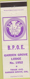 Matchbook Cover - Matchbook Cover Elks Club Garden Grove CA