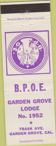 Matchbook Cover - Matchbook Cover Elks Club Garden Grove CA