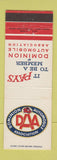 Matchbook Cover - Dominion Auto Association club DAA Canada