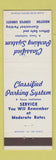 Matchbook Cover - Classified Parking System Houston Corpus Christi TX
