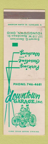 Matchbook Cover - Downtown Garage parking oil gas Youngstown OH WEAR