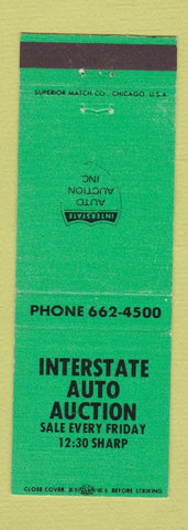 Matchbook Cover - Interstate Auto Auction GREEN