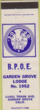 Matchbook Cover - Matchbook Cover Elks Club Garden Grove CA