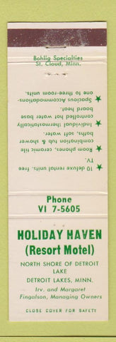 Matchbook Cover - Holiday Haven Resort Motel Detroit Lakes MN