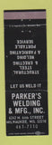 Matchbook Cover - Parker's Welding Manufacturing Milwaukee WI