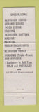 Matchbook Cover - Parsons Aluminum East Providence RI windows doors