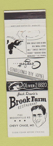 Matchbook Cover - Jack Davis's Brook Farm Restaurant Chevy Chase MD