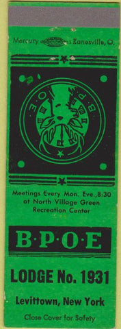 Matchbook Cover - Matchbook Cover Elks Club Levittown NY