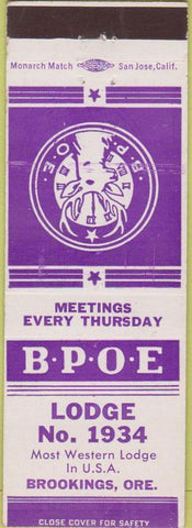 Matchbook Cover - Matchbook Cover Elks Club Brookings OR