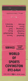 Matchbook Cover - World of Sports sporting goods Covington KY?