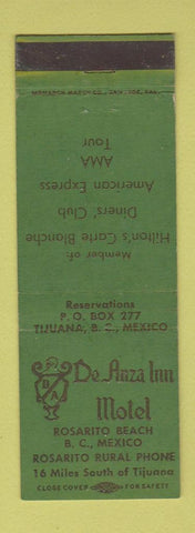 Matchbook Cover - De Anza Inn Motel Rosarito Beach Mexico
