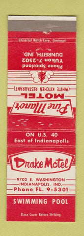 Matchbook Cover - Drake Motel Indianapolis IN Pine Manor Dunreith
