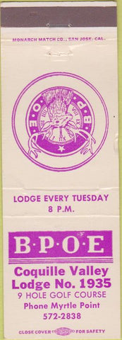 Matchbook Cover - Matchbook Cover Elks Club Coquille OR