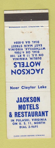 Matchbook Cover - Jackson Motels Restaurant Pulaski Wytheville VA
