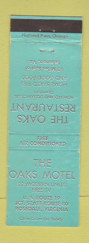 Matchbook Cover - Oaks Motel Restaurant Rosedale VA