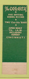 Matchbook Cover - The Colony Restaurant Cincinnati OH