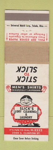 Matchbook Cover - Slick's Dry Cleaning Fort Wayne IN Angola Decatur