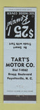 Matchbook Cover - Tart's Motors Fayetteville NC BLUE