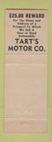 Matchbook Cover - Tart's Motors Fayetteville NC BLUE