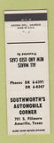 Matchbook Cover - Southworth's Auto Sales Amarillo TX