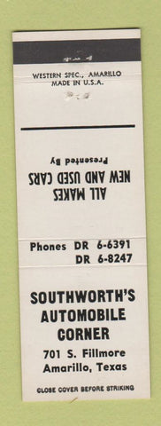 Matchbook Cover - Southworth's Auto Sales Amarillo TX