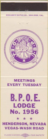 Matchbook Cover - Matchbook Cover Elks Club Henderson NV