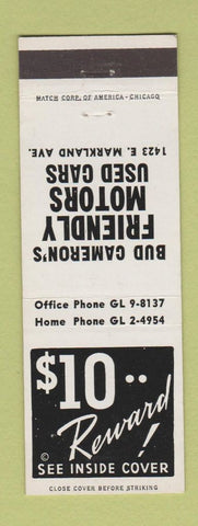 Matchbook Cover - Bud Cameron's Used Cars