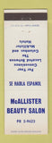 Matchbook Cover - McCallister Beauty Salon Miami? FL
