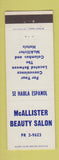 Matchbook Cover - McCallister Beauty Salon Miami? FL