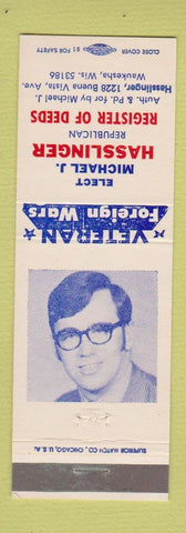 Matchbook Cover - Michael Hasslinger Register of Deeds Waukesha WI