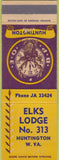 Matchbook Cover - Matchbook Cover Elks Club Huntington WV
