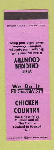 Matchbook Cover - Chicken Country Restaurant Pine Bluff Stutgart Hot Springs AR