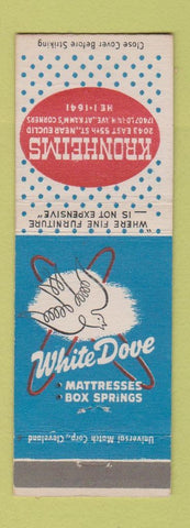 Matchbook Cover - Kronheims White Dove Mattress Cleveland OH