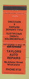 Matchbook Cover - Taylors Auto Repair Whakatane New Zealand