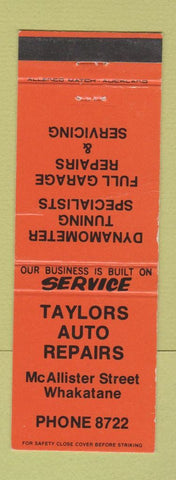 Matchbook Cover - Taylors Auto Repair Whakatane New Zealand