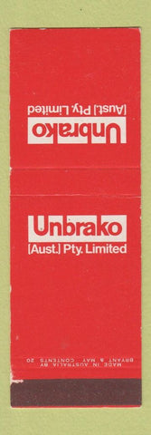Matchbook Cover - Unbrako Australia
