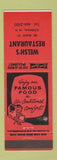 Matchbook Cover - Welsh's Restaurant Gorham NH