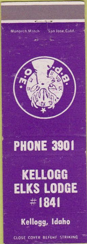 Matchbook Cover - Matchbook Cover Elks Club Kellogg ID