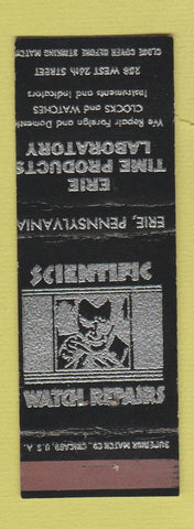 Matchbook Cover - Erie Time Products Laboratory Erie PA watch repair