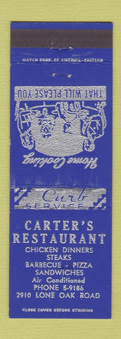 Matchbook Cover - Carter's Restaurant BBQ pizza