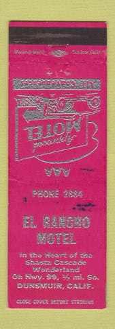 Matchbook Cover - El Rancho Motel Dunsmuir CA WEAR