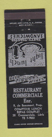 Matchbook Cover - Restaurant Commerciale Levis QC